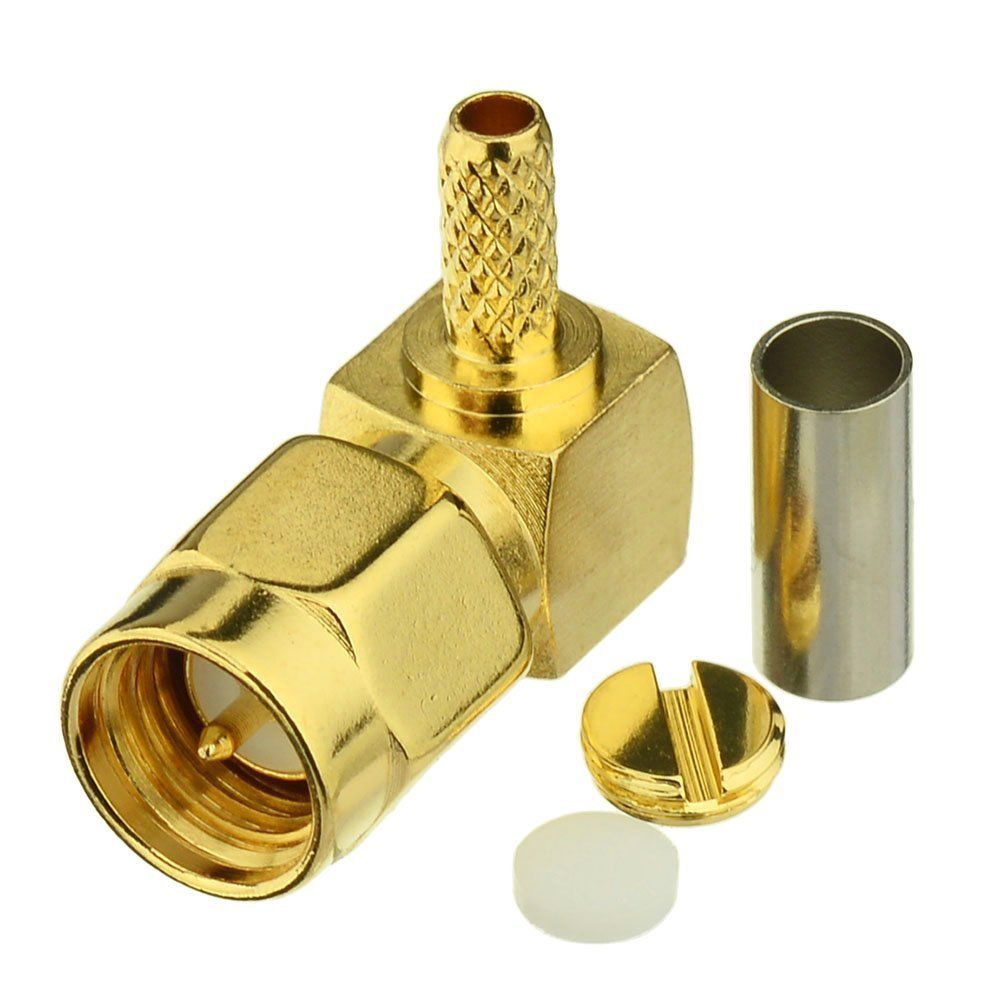 SMA Male Crimp Right Angle RF Coaxial Connector for RG316 RG174 LMR100 Cable